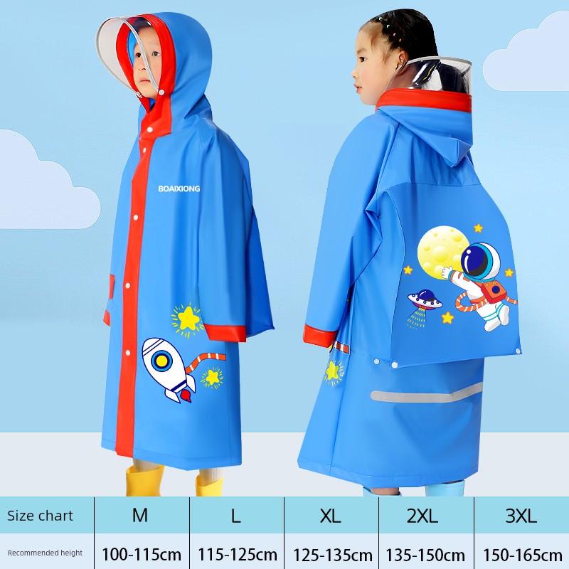 Children's Raincoat Girls' Primary School Baby Boys' Waterproof School Clothes Cartoon Cute Poncho with Backpack