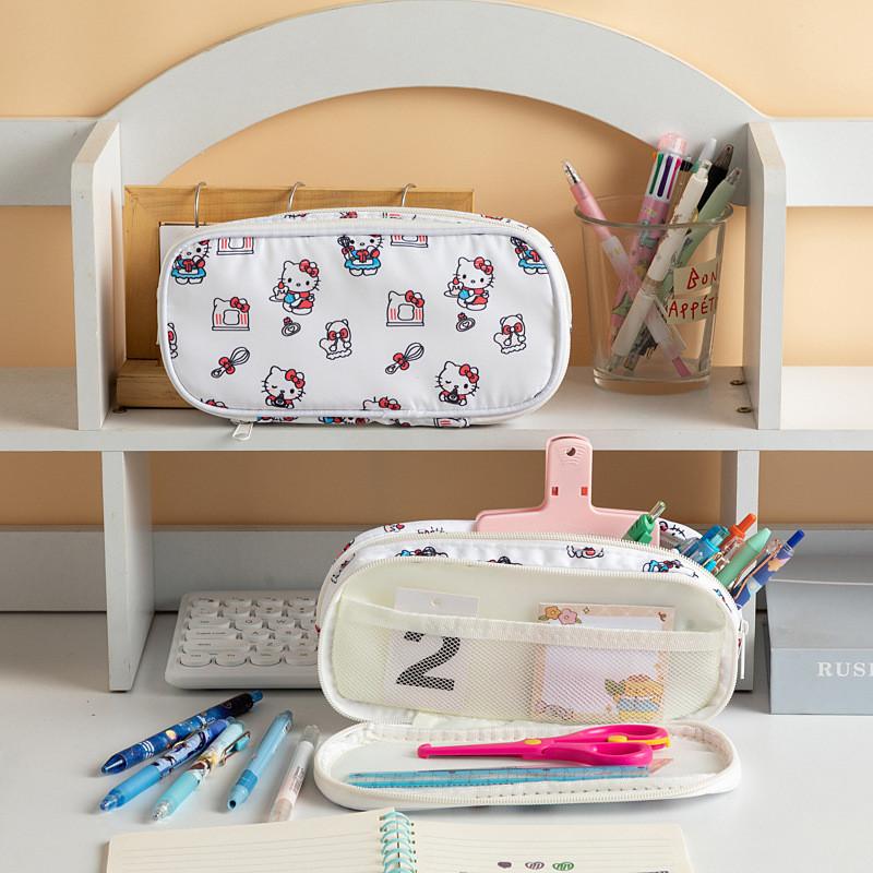 Double Pattern Layer Pencil Case Student Large Capacity Bag Storage