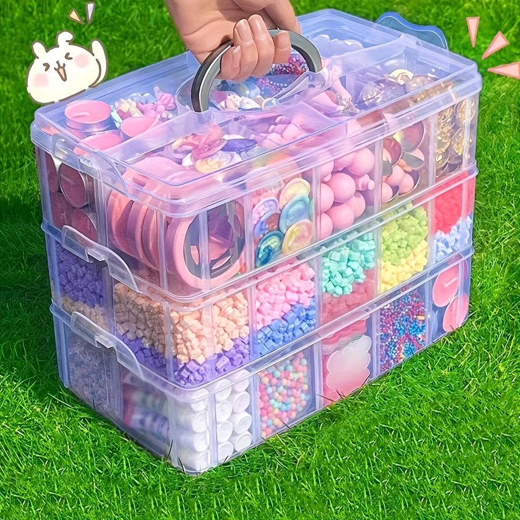 3-layer 18 Compartment Transparent Storage Box, Jewelry and Toy Storage Box, Suitable for Kitchen, Bathroom, Bedroom