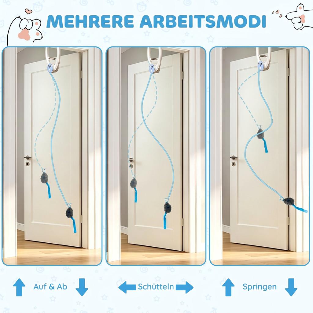 Interactive Cat Toys for Indoor Kittens & Adult USB Rechargeable Door Hanging Bouncing Mouse Teaser