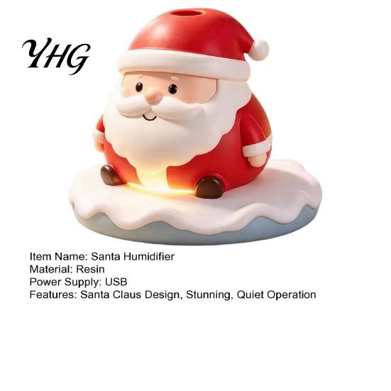 Christmas Table Decoration Santa Claus Humidifier, Mini Cool Mist Resin Atmosphere Night Light Humidifier with LED for Car Bedroom Home Office Silent