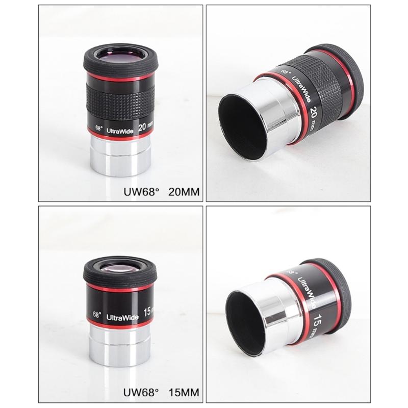 Telescope Eyepiece 1.25In 6mm/9mm/15mm/20mm UltraWideAngle 68° Astronomical Monocular Eyepiece for Planet Observation
