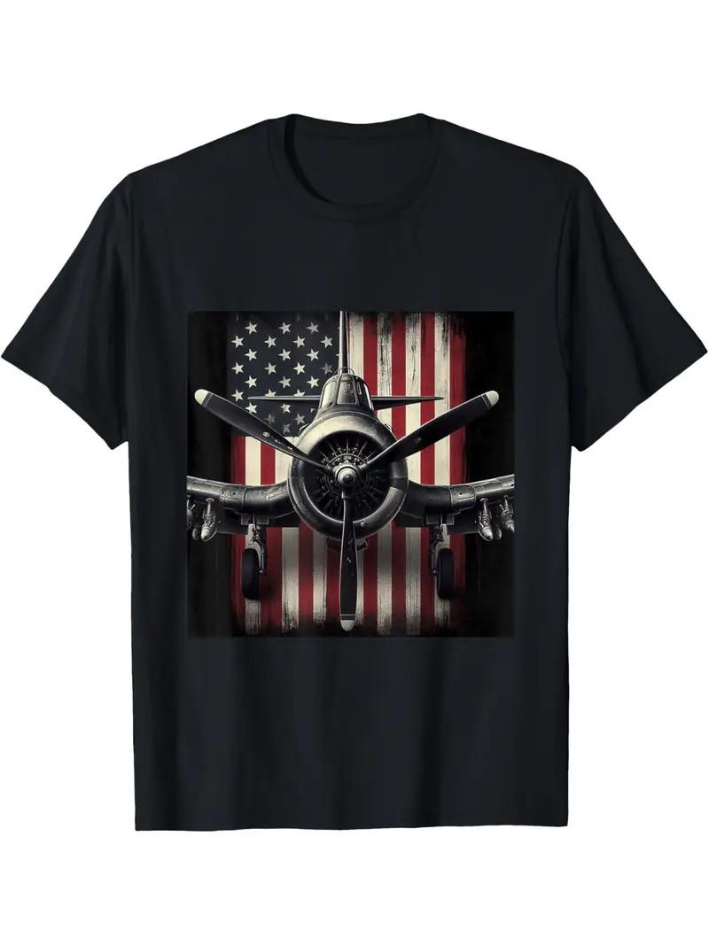 WW2 Warplane F4U Corsair Distressed American Flag T-shirt S разноцветный