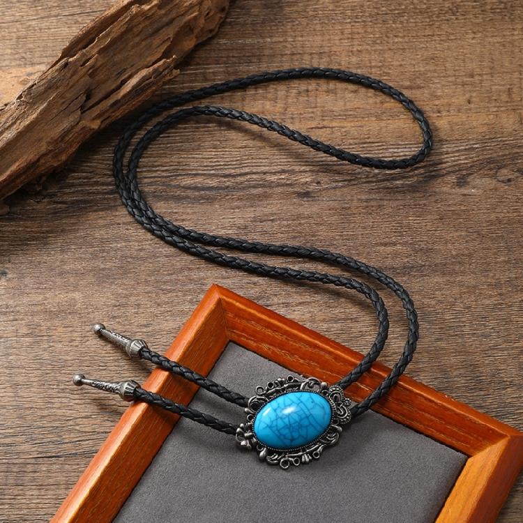 Men Bolo Tie Metal Eagle Bird Stone Cowboy Hat Western Necklace Costume Accessory