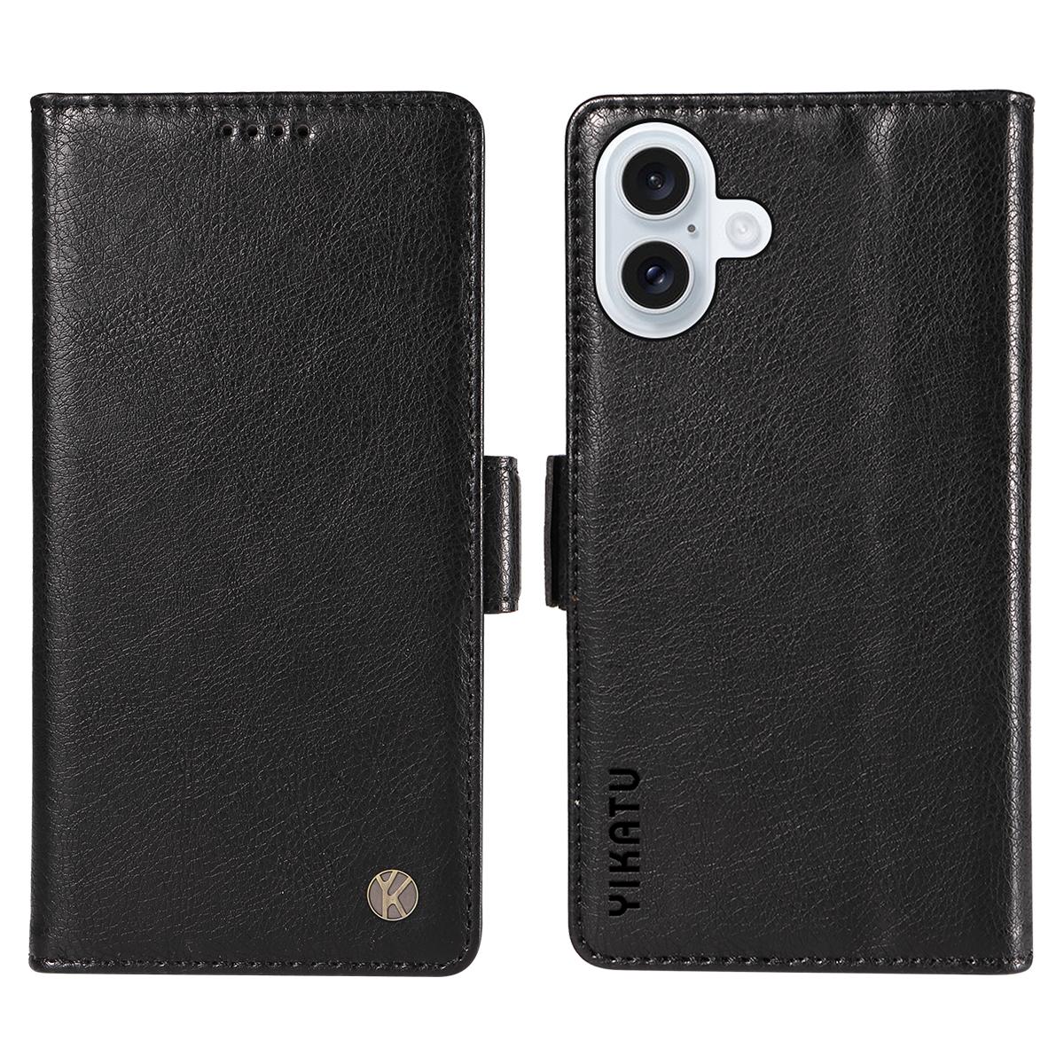 

For iPhone 17 Case YIKATU YK-007 Litchi Texture PU Leather Wallet Phone Cover Black