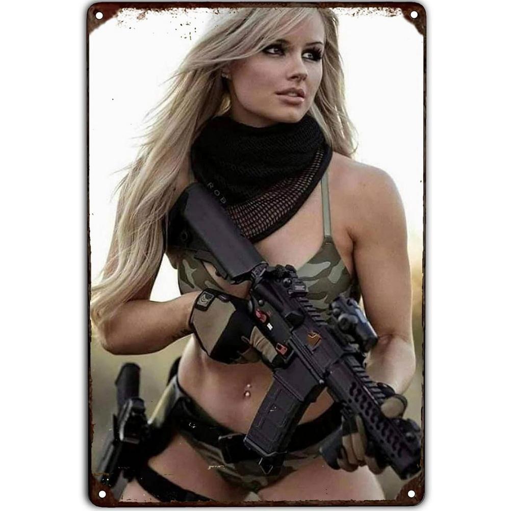 Pinup Military Metal Tin Signs Plaque Wall Decoration Vintage Art Posters Iron Painting for Man Cave Home Cafe Garden Club Bar