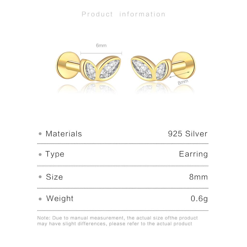 ANDYWEN 925 Sterling Silver Gold Leaves Stud Earring Clips Piercing Luxury 2023 Women Winter Luxury Fine Jewelry