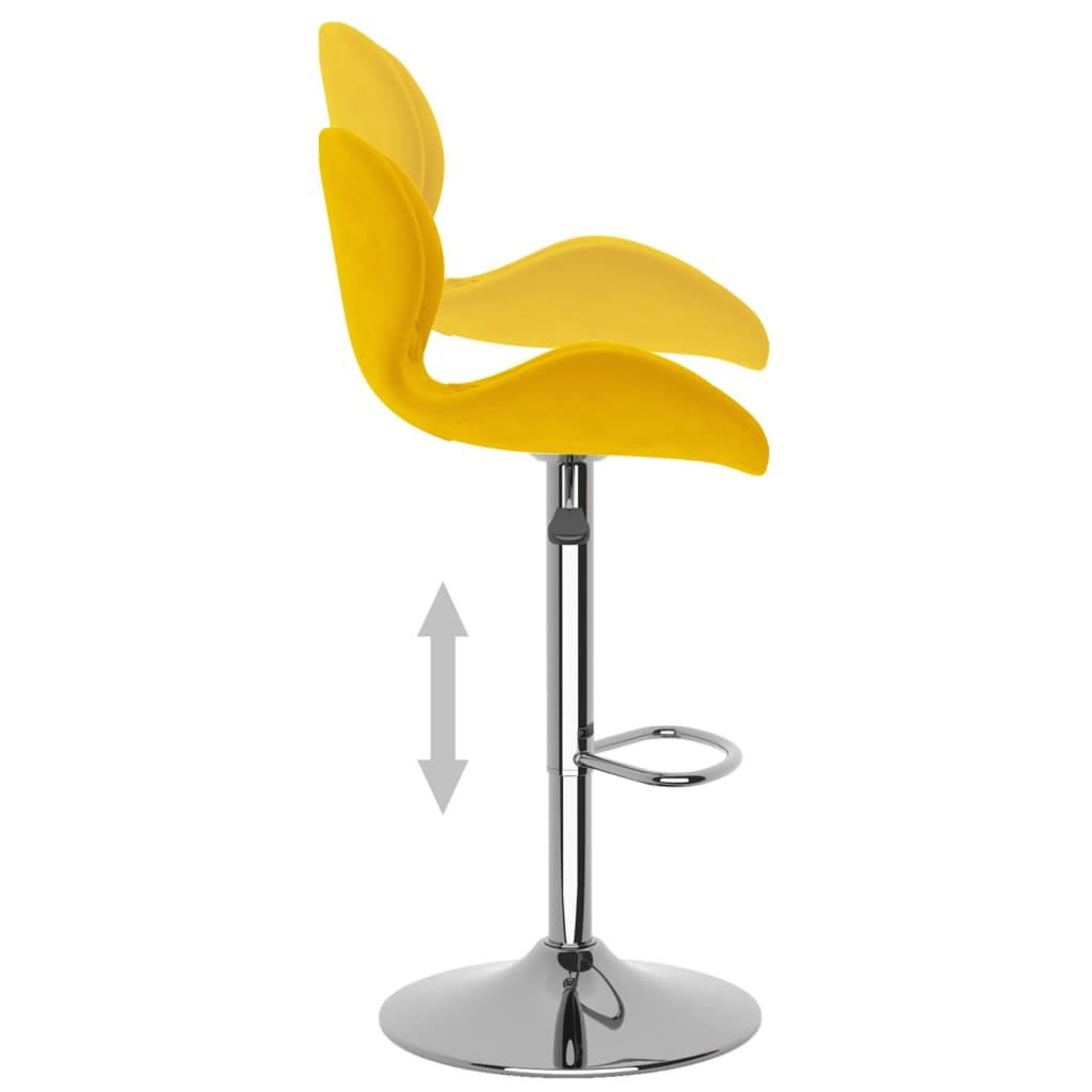 Bar Stool Set 2 Pcs Mustard Yellow Velvet