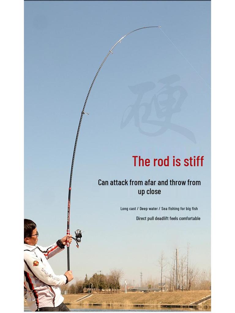 Multi-Section Carbon Casting Rod for Big Fish with Large Guide Rings