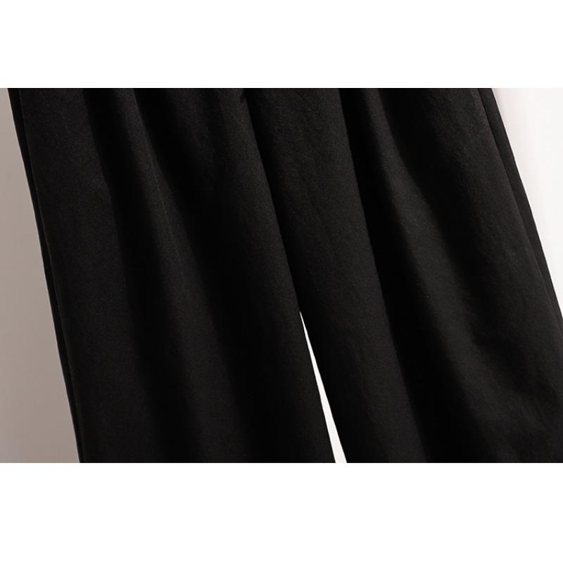 DIMANAF 2026 Autumn Winter Plus Size Long Pants Women Elastic Waist Loose Solid Casual Basic Trousers Pants Wide Leg Pants