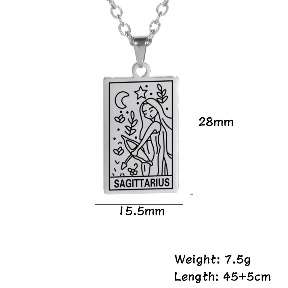 LIKGREAT 12 Constellation Necklace for Women Men Zodiac Sign Neckchain Vintage Stainless Steel Jewelry Amulet Gifts