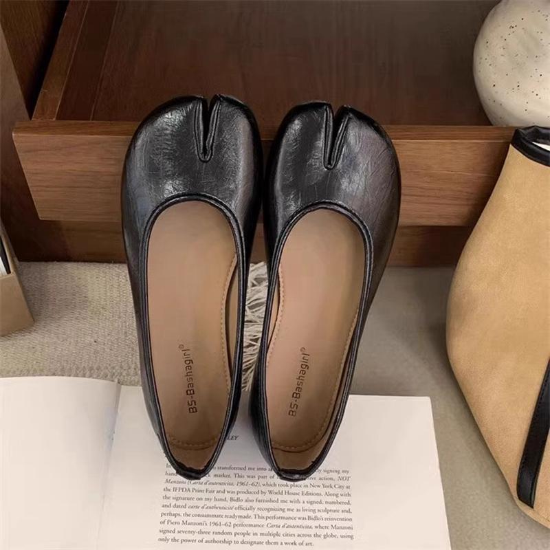 Fashion SUOJIALUN 2025 Spring New Brand Women Flat Shoes Fashion Split Toe Flat Ballet Shallow Slip On Female Casual Slip On Loafer Shoe