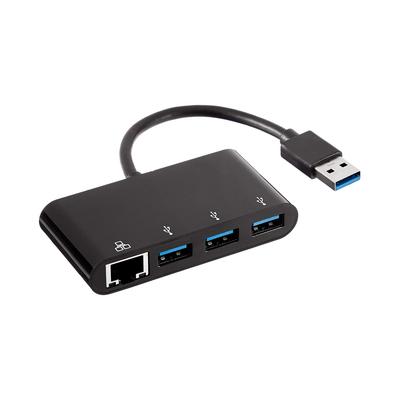 AmazonBasics 4-Port USB 3.0 Hub Adapter with Gigabit Ethernet and RJ45 Ports, Black