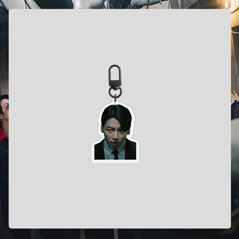 BTS Movie Style Keychain, Bangtan Boys Suit & Sunglasses Photo Keyring, Kpop ARMY Fans Bag Charm(Jin / RM / Suga / Jimin / V / J-Hope / Jungkook)