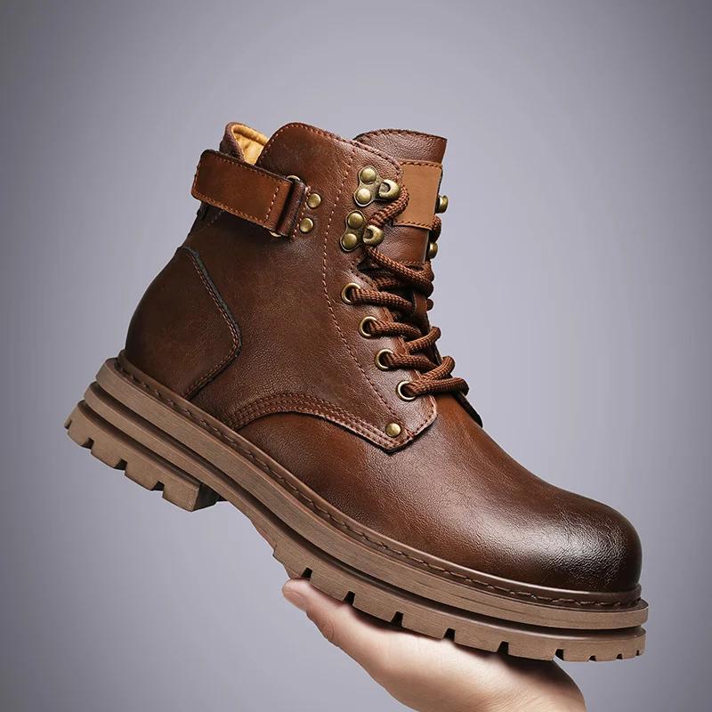 Fashion Men Snow Boots Male Comfortable Winter Plush Walking Casual Shoe Classic Men's Motorcycle Boots All-match Basic Boots For Man
