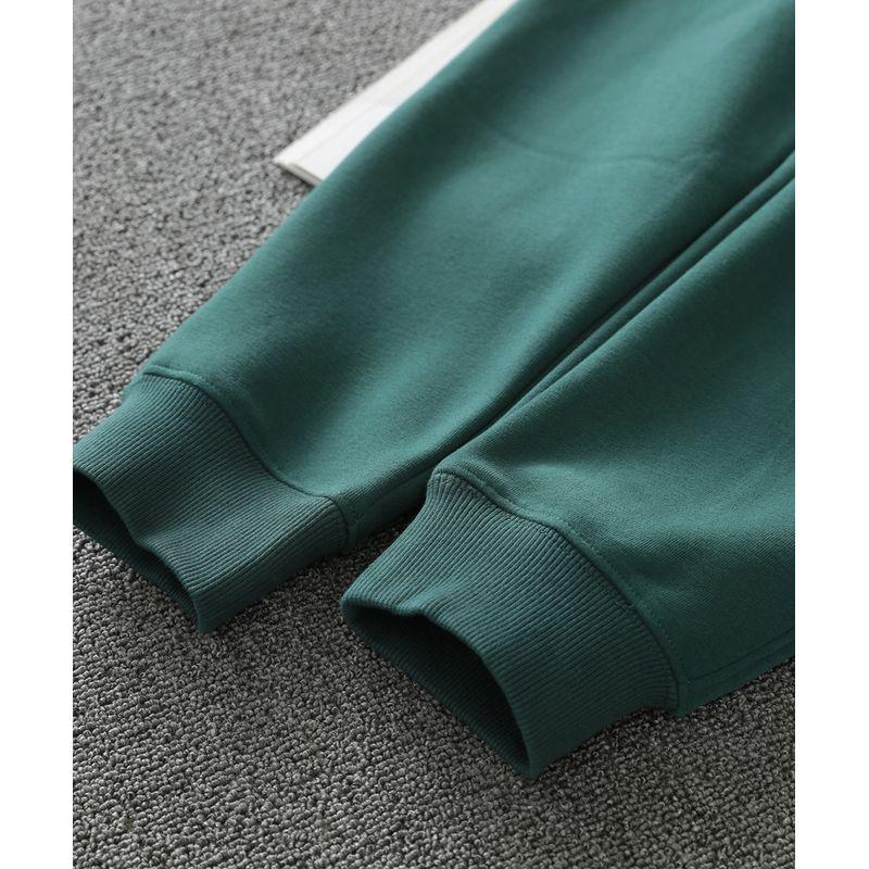 Retro Dark Green Winter Fleece-Lined Casual Slimming Sweatpants