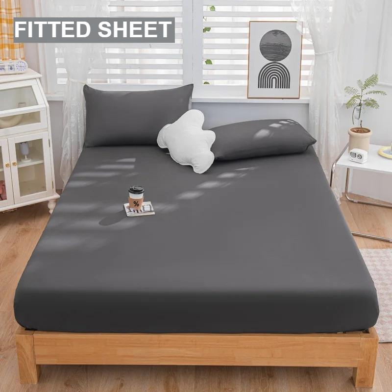 

1 шт. Водонепроницаемая простыня на резинке из высококачественной реактивно окрашенной плотной ткани, эластичная, доступна в различных размерах, мягкая простыня, пишите, серый, черный, 120/140/160 90X200X28cm( 1pc sheet)