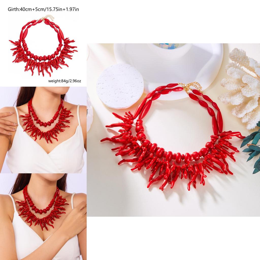 Fashion Coral Pendant Necklace With Resin And Electroplating For Women