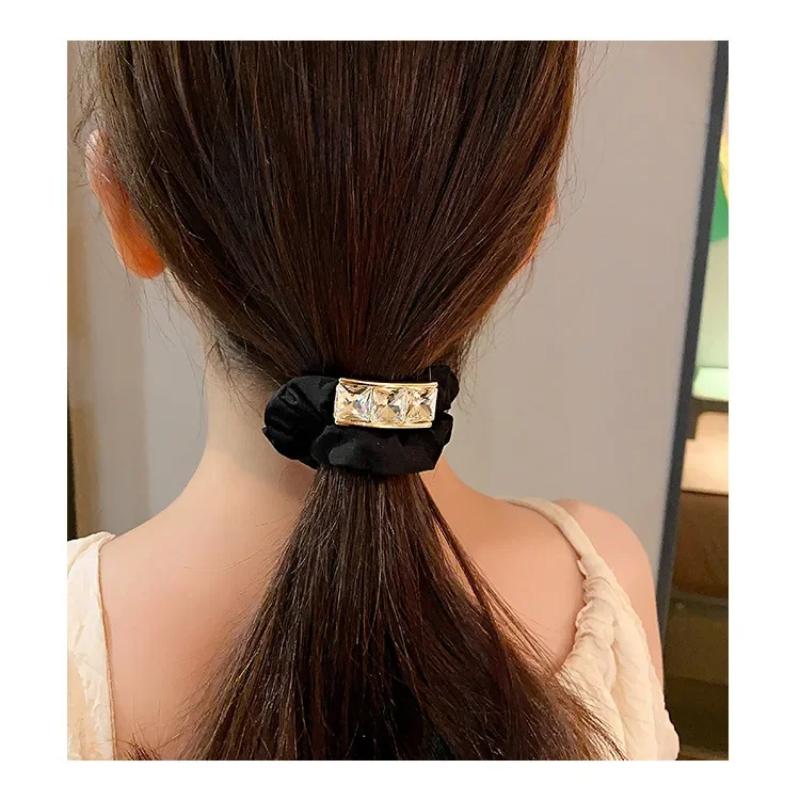 Woman Korean Fashion Elastic Large Rhinestone Hair Ties Hairbands Shiny Diamond Luster Ponytail for Girls Hair Bands Headwear