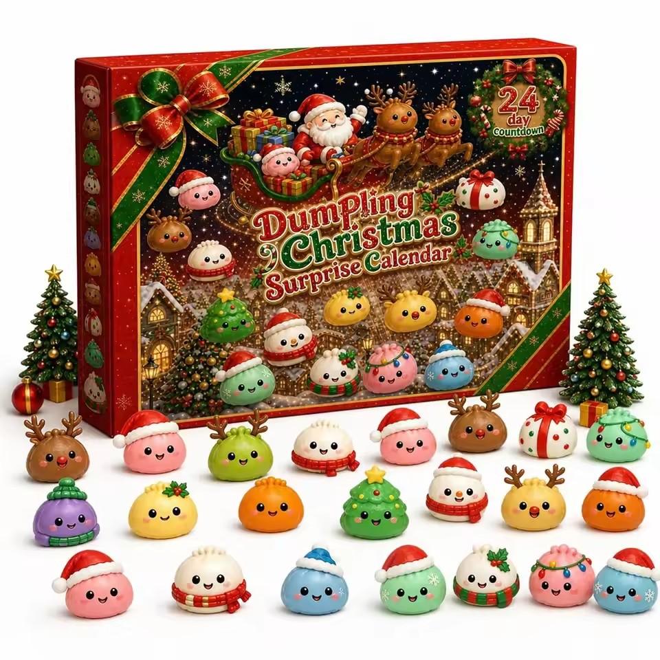 Kerst Adventskalender 24 Dagen Dumpling Squishy Speelgoed Langzaam Rijzend Fidget Knijpspeelgoed Stressverlichting Kerst Decoratie Cadeau