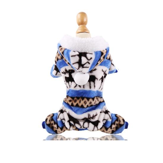 Autumn Winter Elk Pattern Four-legged Hooded Christmas Pet Clothes Dog Supplies