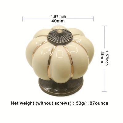 1 PZ Pomelli Ceramici Vintage a Forma di Zucca per Mobili - Finitura Lucidato, Maniglie per Cassetti e Armadietti con Viteria di Montaggio Inclusa