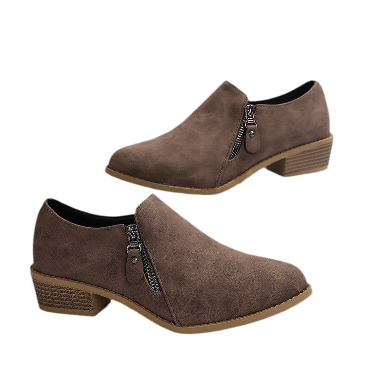 Large Size Retro Chelsea Boots Autumn and Winter New Side Zipper Square Heel Commuter Shoes