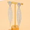 2025 Elegant Design New Water Diamond Long tassel Earrings Claw Chain Retro Style Wedding Earrings