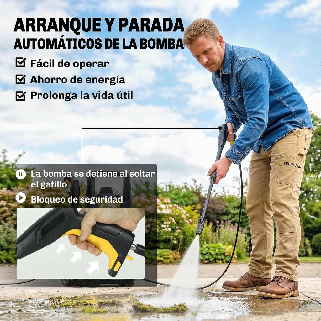 High Pressure Washer, 1600W, 120 Bar, Pump, Adjustable Nozzle, 29.5 X 22 X 60 Cm, Yellow