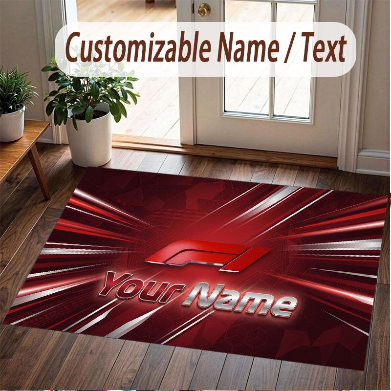 Custom Rug F1 Pattern Print Name Text Soft Non‑Slip Floor Carpet for Home Indoor Decoration