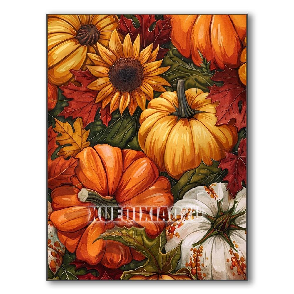 Set Pictură Diamant 5D Dovleac Peisaj de Toamnă Broderie Diamant Mozaic Artă Diamant Complet Imagine DIY Decor de Halloween Cadou