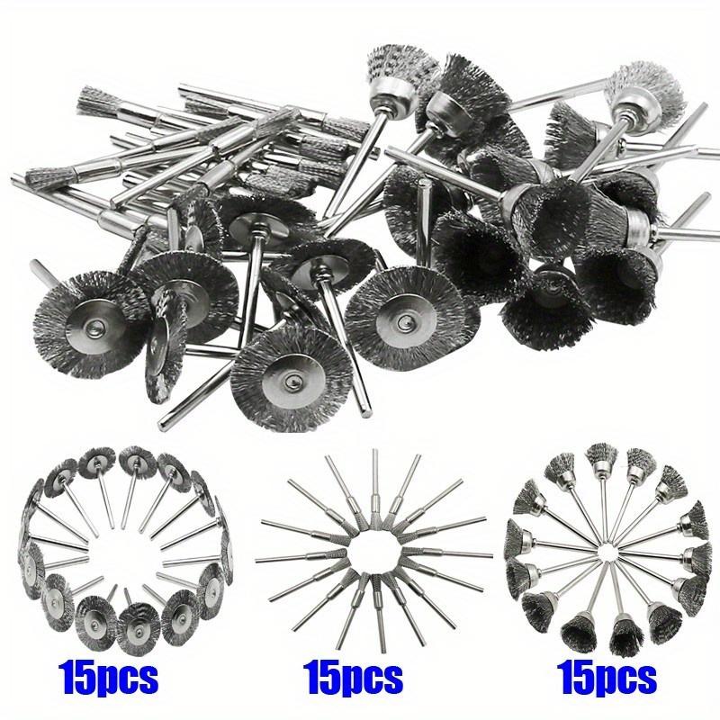45pcs Mini Rotary Stainless Steel Wire Wheel Wire Brush Small Wire Brushes Set Accessories for Mini Drill Rotary Tools