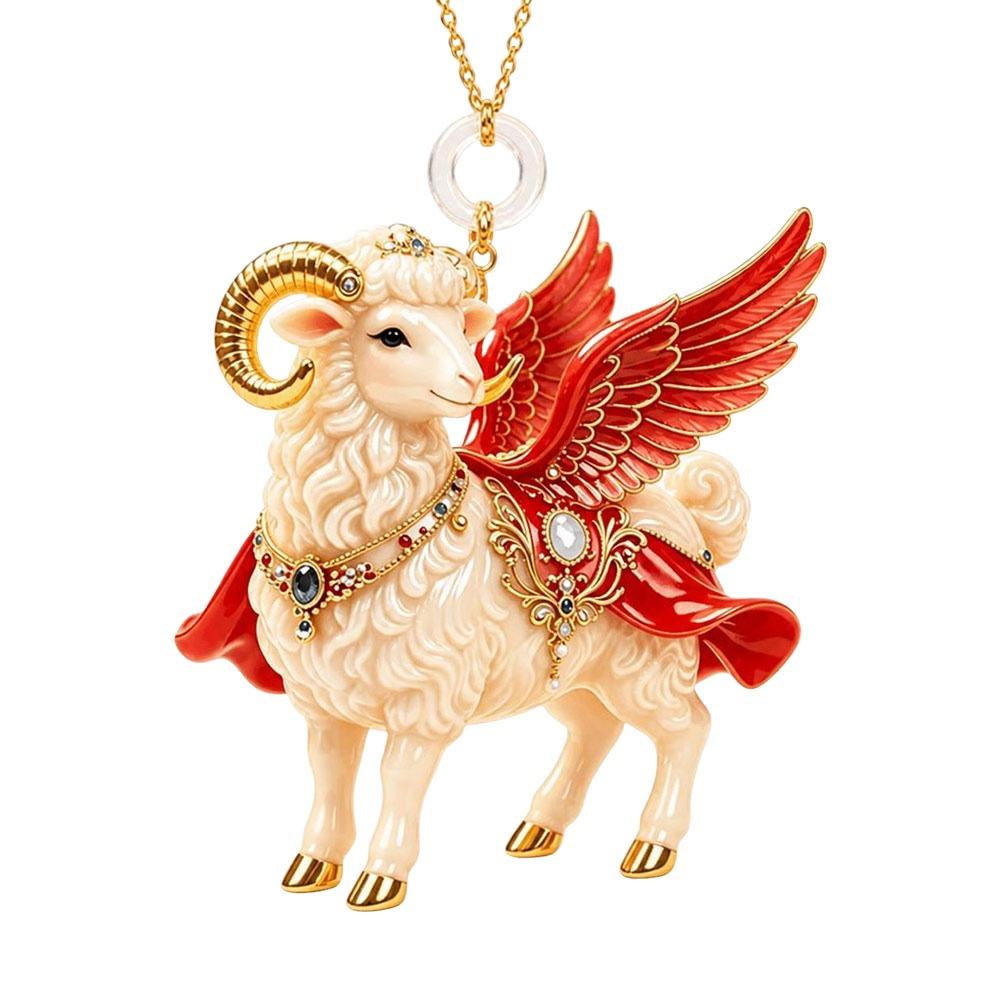 Ornamenti Appesi Capra Brillante Decorazione Animale Piatta 2D Nuova Portachiavi Decorazione Festa Festiva