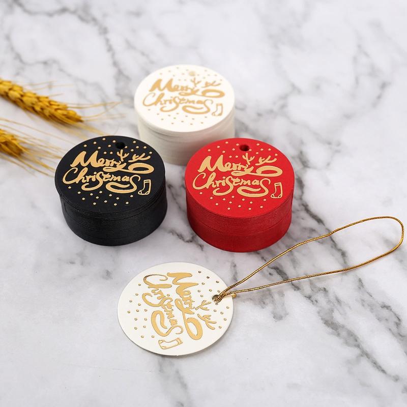 100Pieces Christmas Elegant Gift Tags with Tie Strings Hole Attached Tags