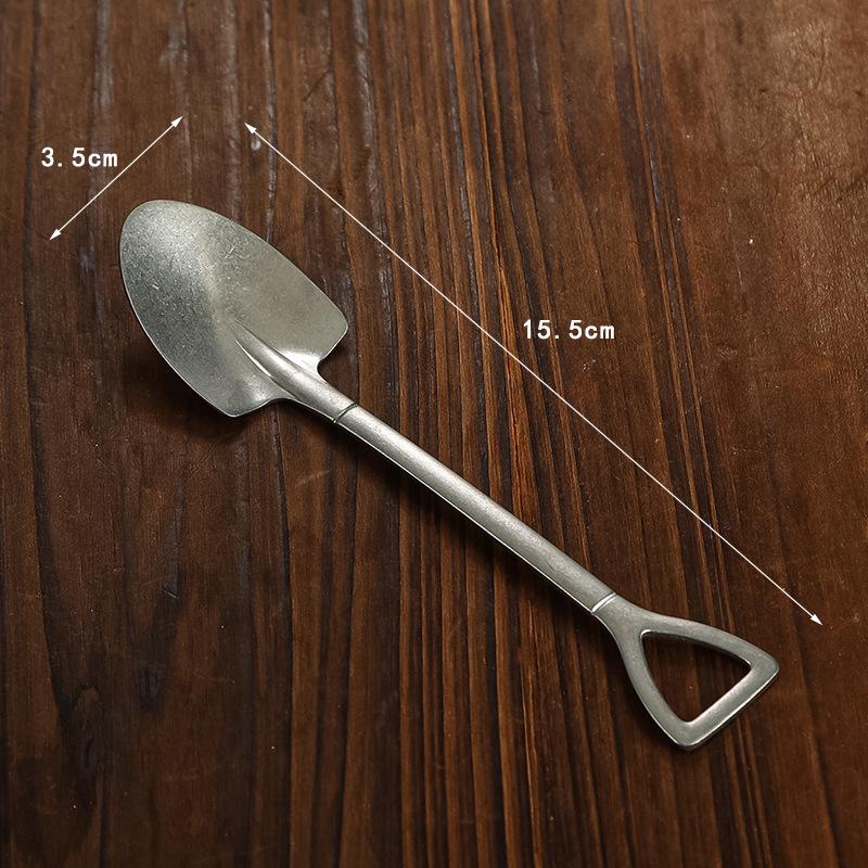 Винтажные ложки-лопатки из нержавеющей стали, креативные бытовые чайные ложки, кофейные ложки для мороженого, десертная посуда, кухонные инструменты