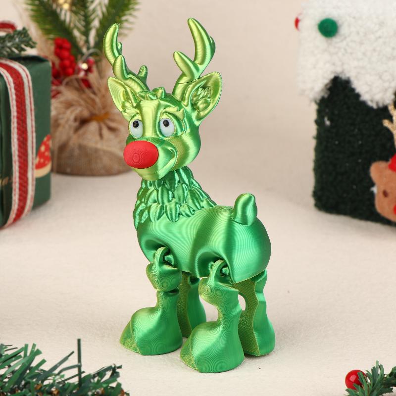 1 Pc Cute Christmas Elk Joint Movable Figurine Office Decor Children's Gift 3D Printed Toy Simulated Statue Ornaments