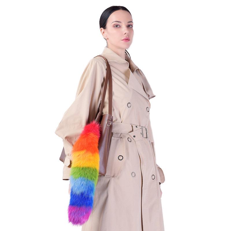 Silberblaufuchs Pelz XL Anhänger: Echter Pelz Damen Taschenanhänger & Auto-Schlüsselanhänger