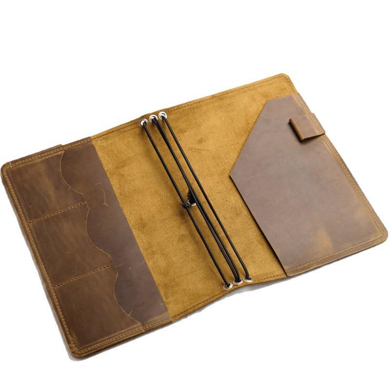 In Stock PU Leather Elastic Strap Retro A5 Detachable Large Capacity Planner Cover