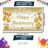 White Gold Happy Wedding Anniversary Banner for 5 10 15 20 25 30 40 50 for Couple, Happy Anniversary Decorations, Surprise for Parents Cheers To
