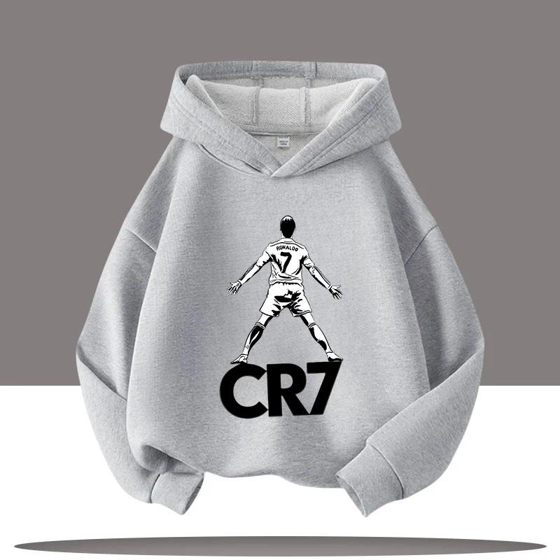Haine noi de iarnă/toamnă Hanorac cu glugă pentru copii Ronaldo Tricou sport pentru băieți Imprimeu desen animat cu vedetă de fotbal Hanorace casual pentru copii