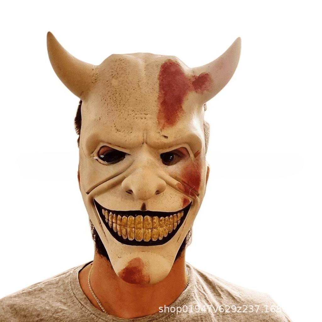 La Maschera Nera del Telefono Maschere Horror Mezzo Viso in lattice Spaventosi Accessori per Feste in Maschera di Halloween Cosplay Costume per Adulti