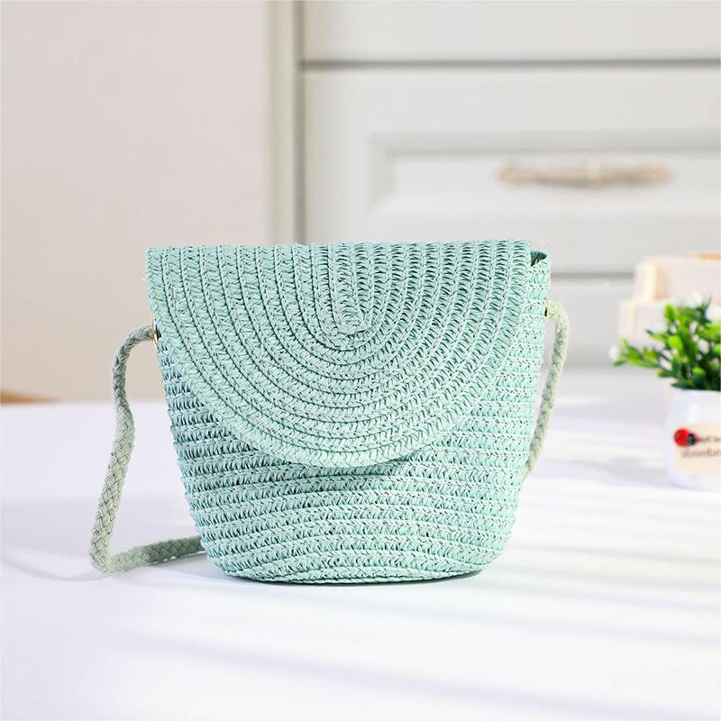 1Pieces New Flip Style Change Mini Bag Fashionable Straw Woven One Shoulder Crossbody Mountaineering Bag