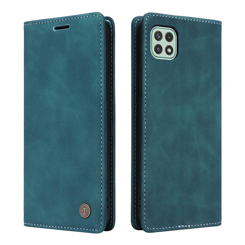 Retro Matte Luxury Flip Wallet Case For Samsung Galaxy A22 5G SM-A226B A 22 A22 4G A225F Solid Colors Phone Cover Protect Bags