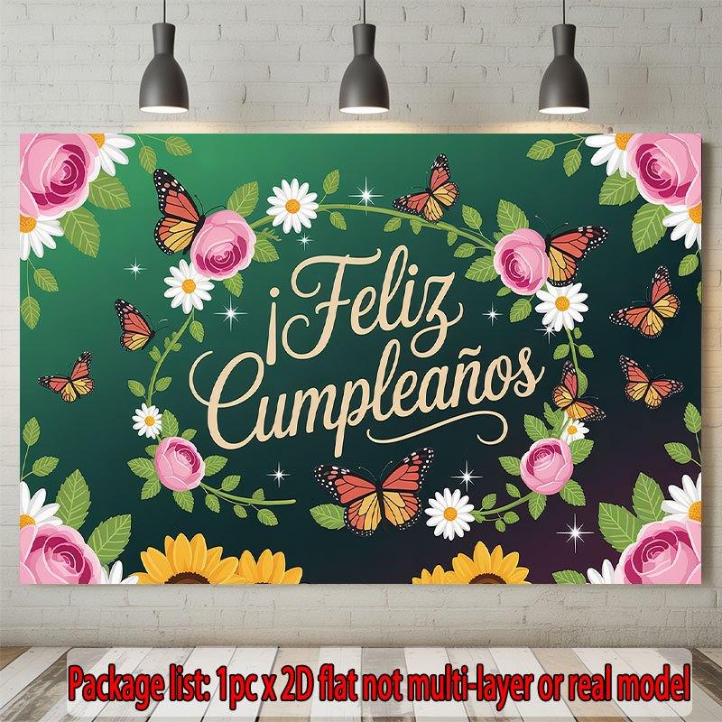 Party Backdrop Floral Butterfly Flat Motif Events Wedding Coming Ceremony Four Photo Booth Background Front Door Decor