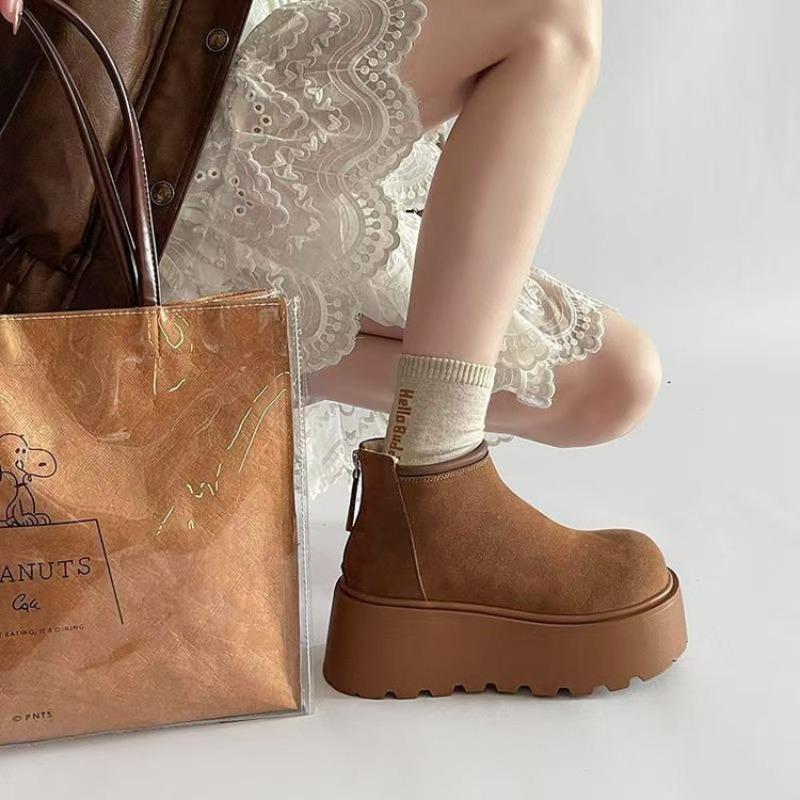 New velvet large cotton shoes, non-slip and warm in autumn and winter, plush snow boots, women's muffin thick sole