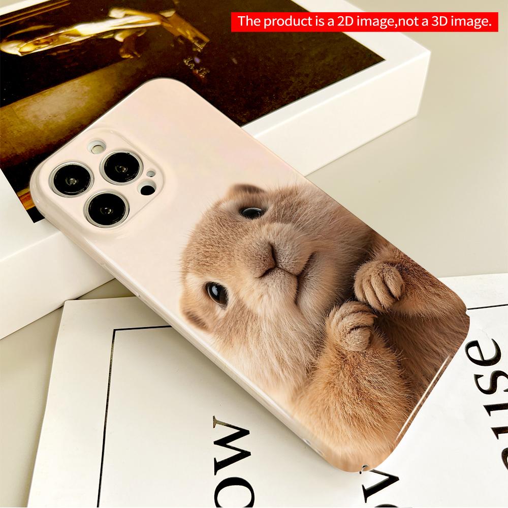 Cute Bunny Hands Up Phone Case All Inclusive Film Hard Phone Case, Compatible with iPhone 18 Pro Max 17 16 15 14 13 12 11