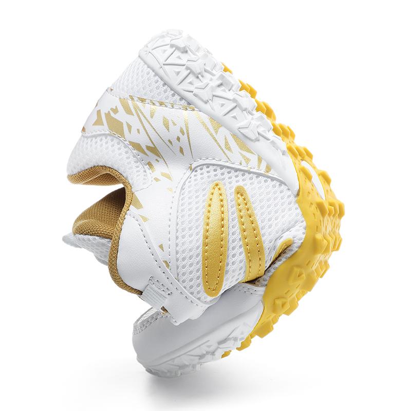 Kid's Football Shoes Are Lightweight Easy To Put On And Take Off with Rotating Buttons Rubber Soft Sole Breathable Mesh. They Are Also Training Shoes