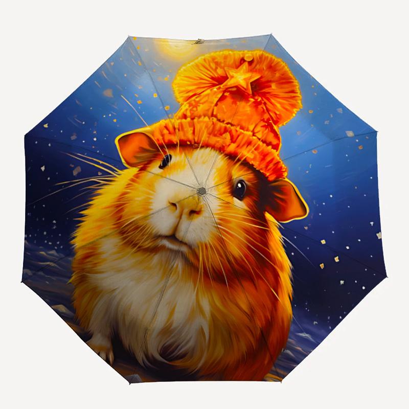

1pc Winter Hat Capybara Automatic Folding Umbrella, Sturdy And Durable Automatic Folding Umbrella with 8 Ribs, Convenient for Outdoor Use117