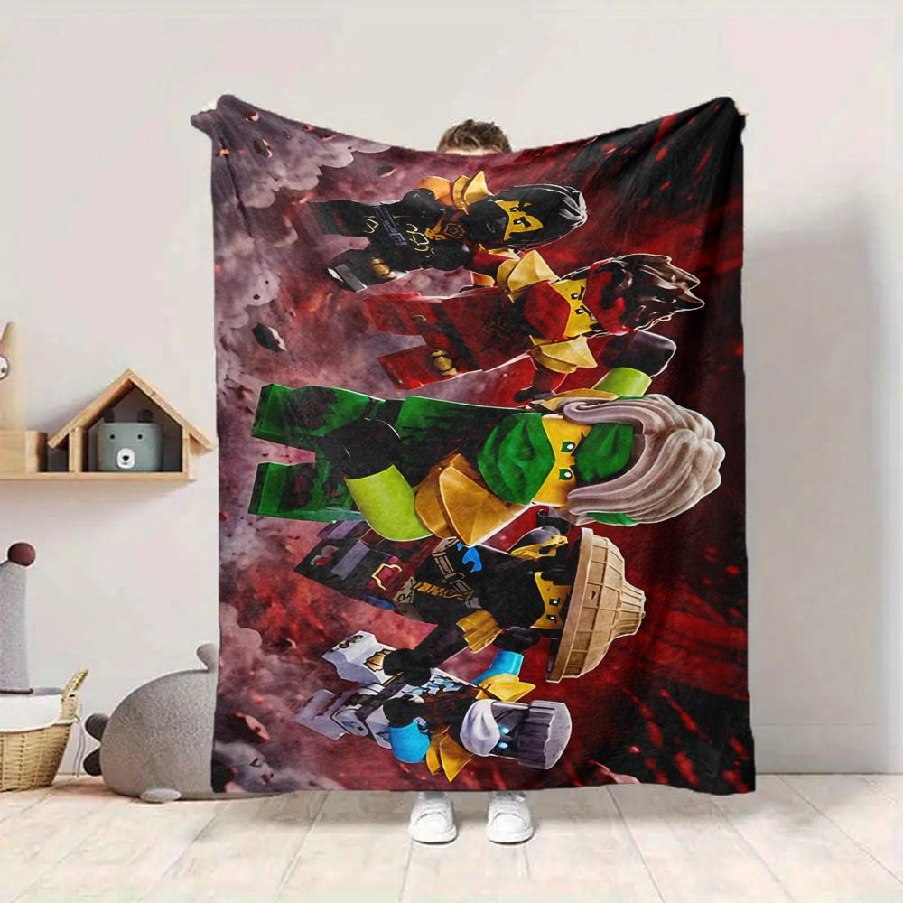 1Pc Lego Ninja Battle Heroes Flannel Fleece Blanket Soft Warm Throw Blanket for Sofa Bed Couch Home Decor Lightweight Travel Nap Blanket Xmas Gift Q13
