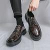 Fashion Black brown men's leather shoes Gentleman retro style Fashion outdoor street casual youth Thick soled shoes Versatile 38-46